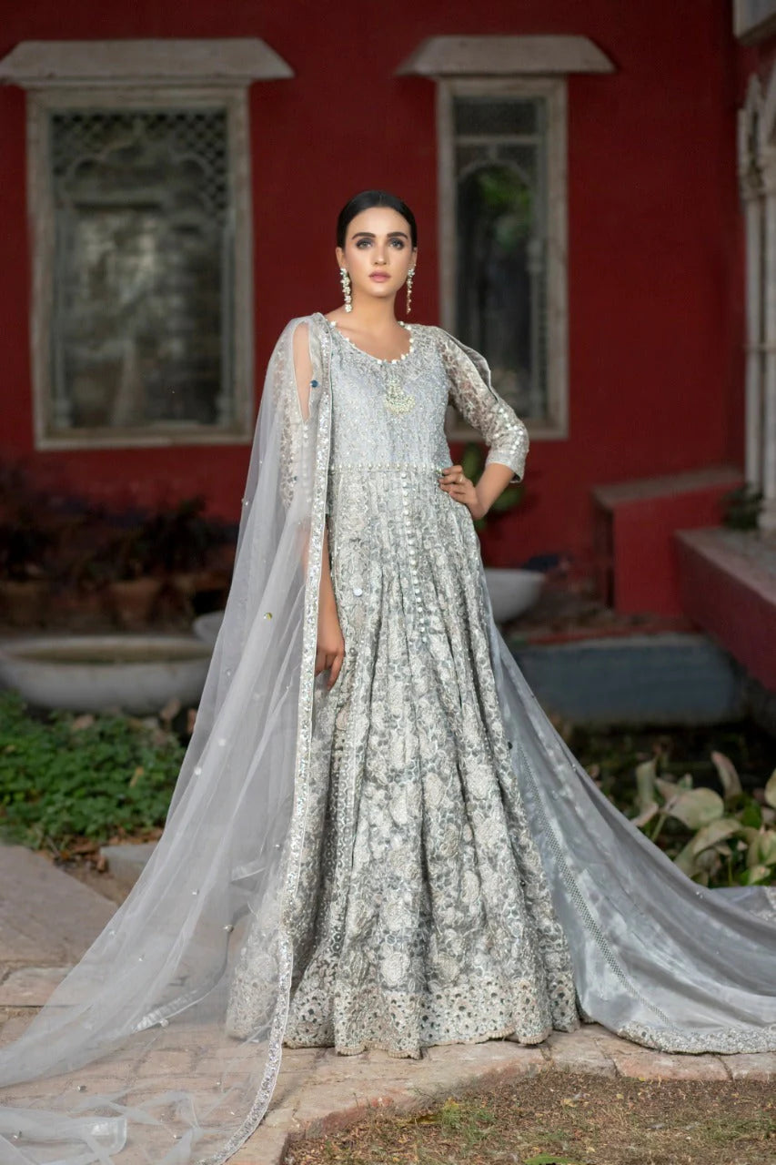 NB-2977 Silver Embroidered Maisori Maxi 3pc Stitched