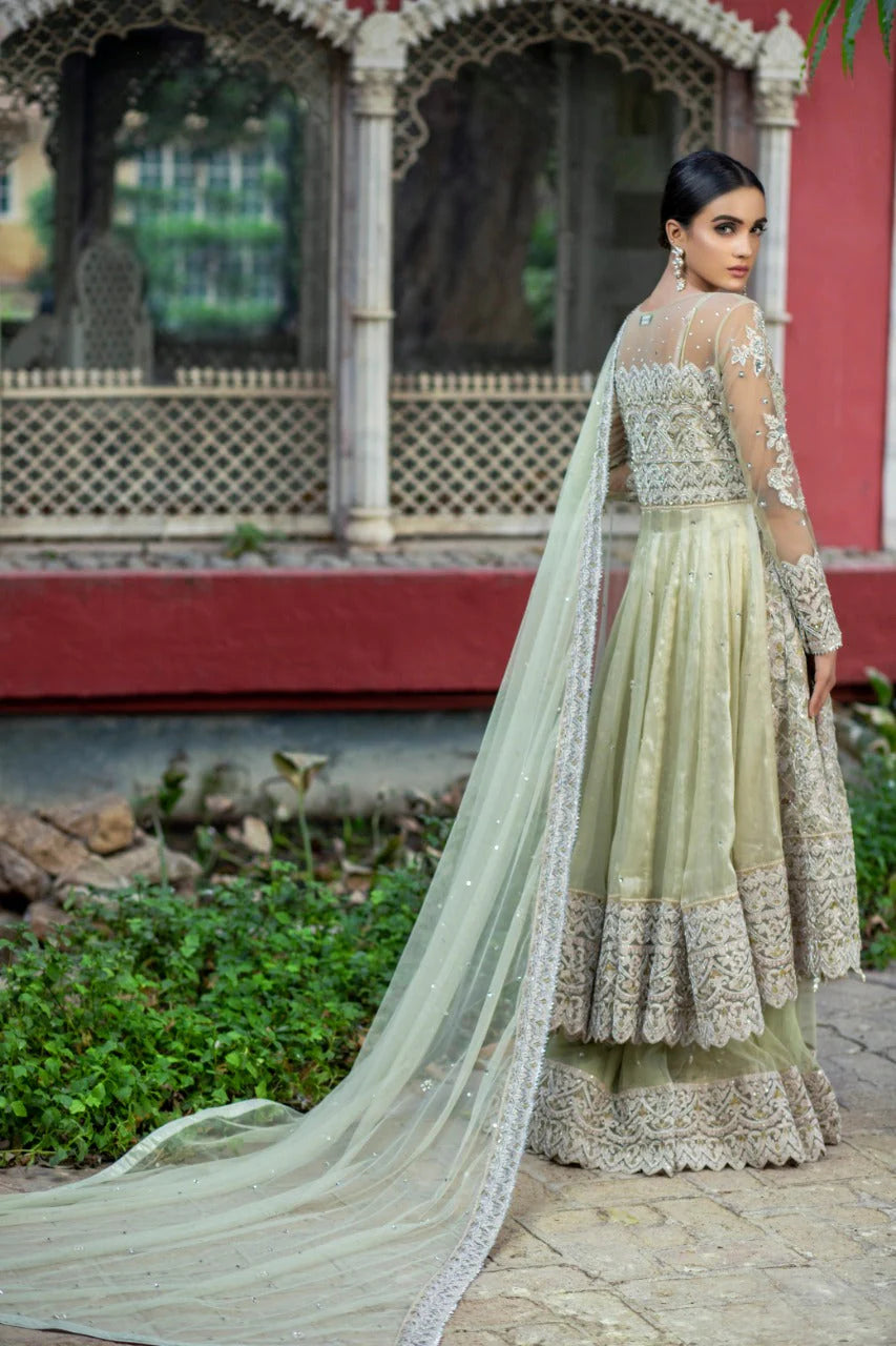 NB-2983 Mint Embroidered Maisori Anarkali 3pc Stitched