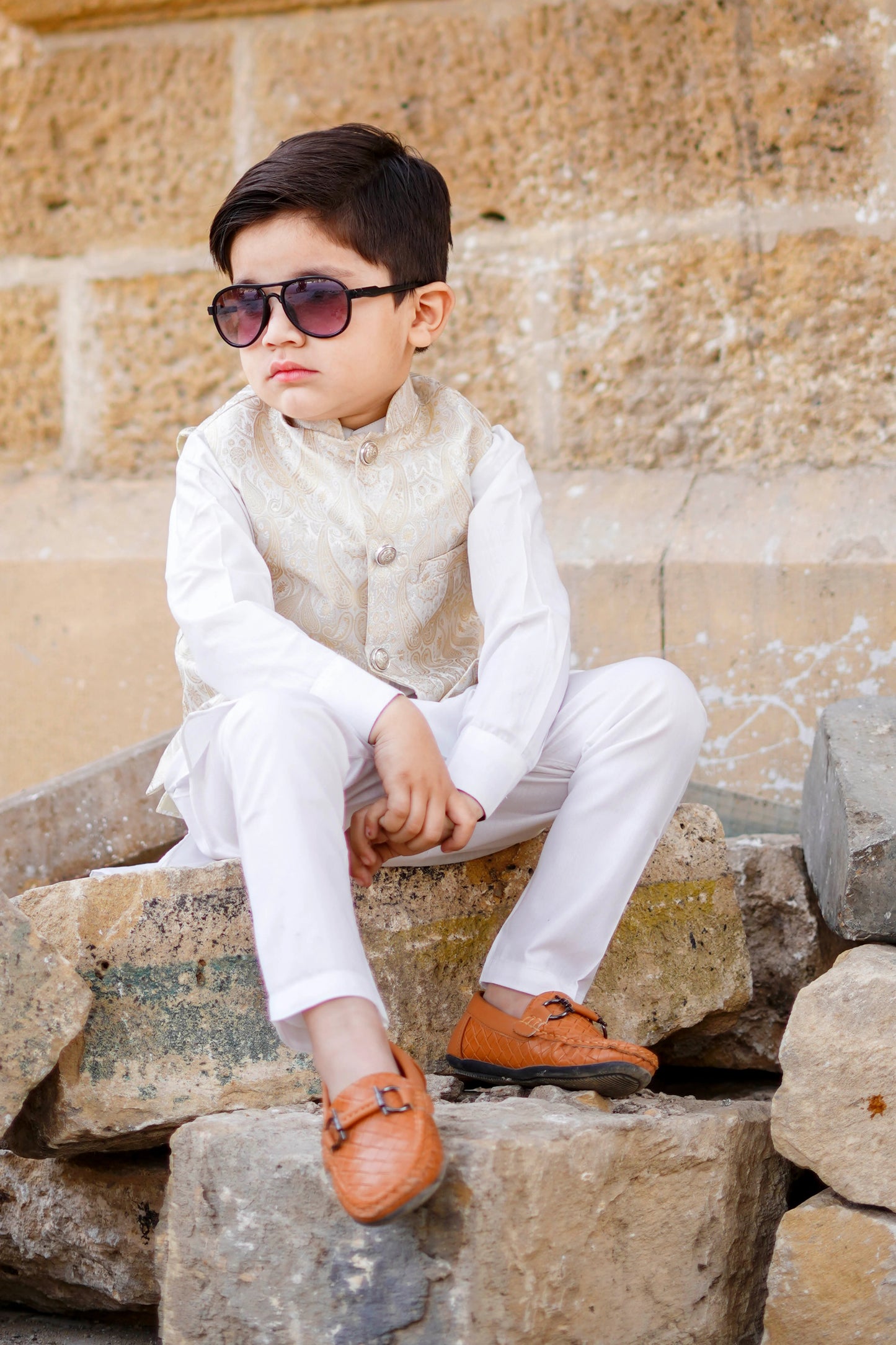 Off White Waistcoat Suit - WKS 015