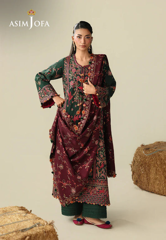 AJULK-04 Embroidered Rod stitched 3 Pcs