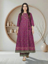 2 Piece Satin Suit- Embroidered (Pret)