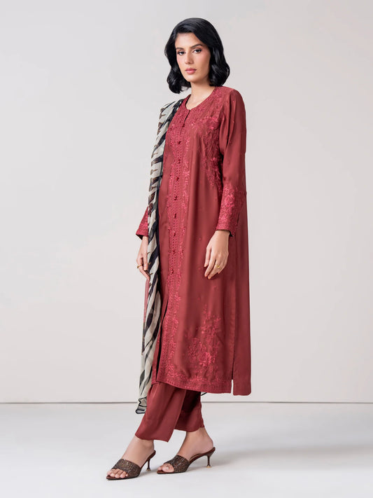 3 Piece Silk Suit- Embroidered (Pret)