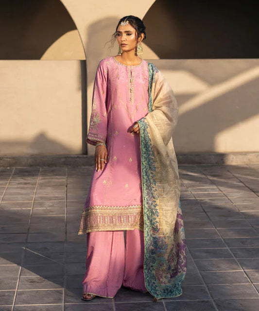 3 PIECE - EMBROIDERED RAW SILK SUIT