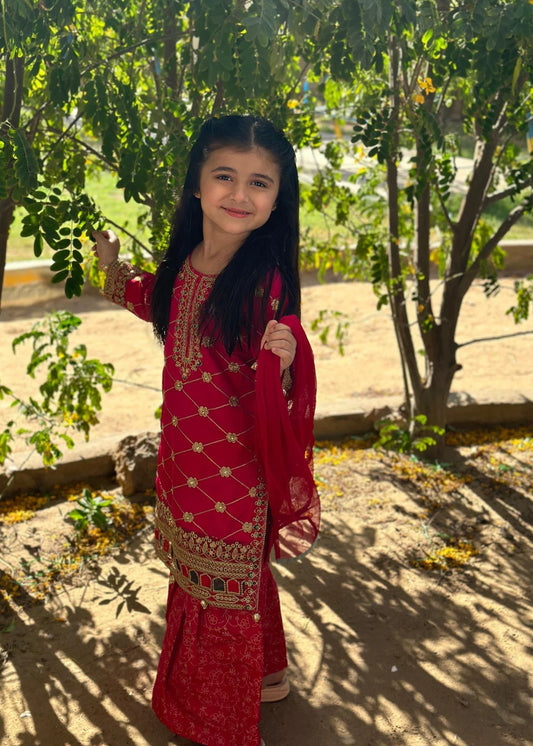 Khanak Shocking Pink Gharara