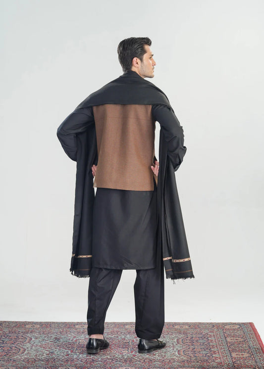 Black Kashmiri Wool Shawl - Men