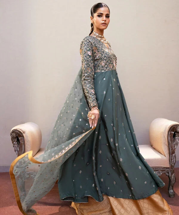 3 PIECE - EMBROIDERED RAW SILK SUIT