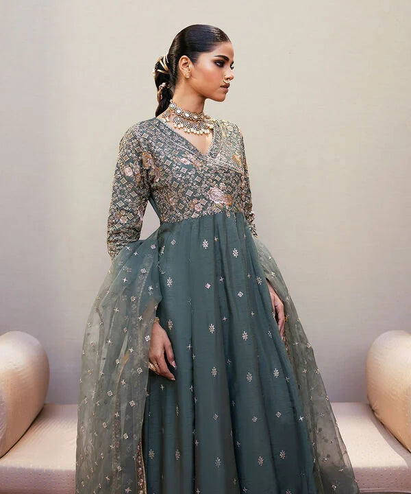 3 PIECE - EMBROIDERED RAW SILK SUIT