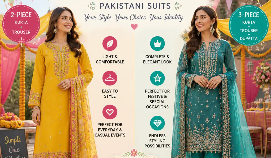 2-Piece vs 3-Piece Pakistani Suits: What's the Difference?