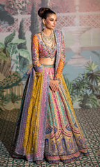 Elegant multicolor bridal outfit with intricate handwork