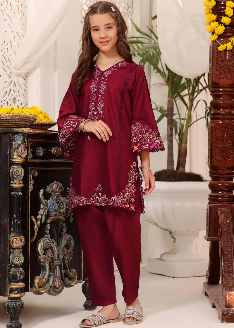 Front View of Bella Girls Trouser Kurti Set