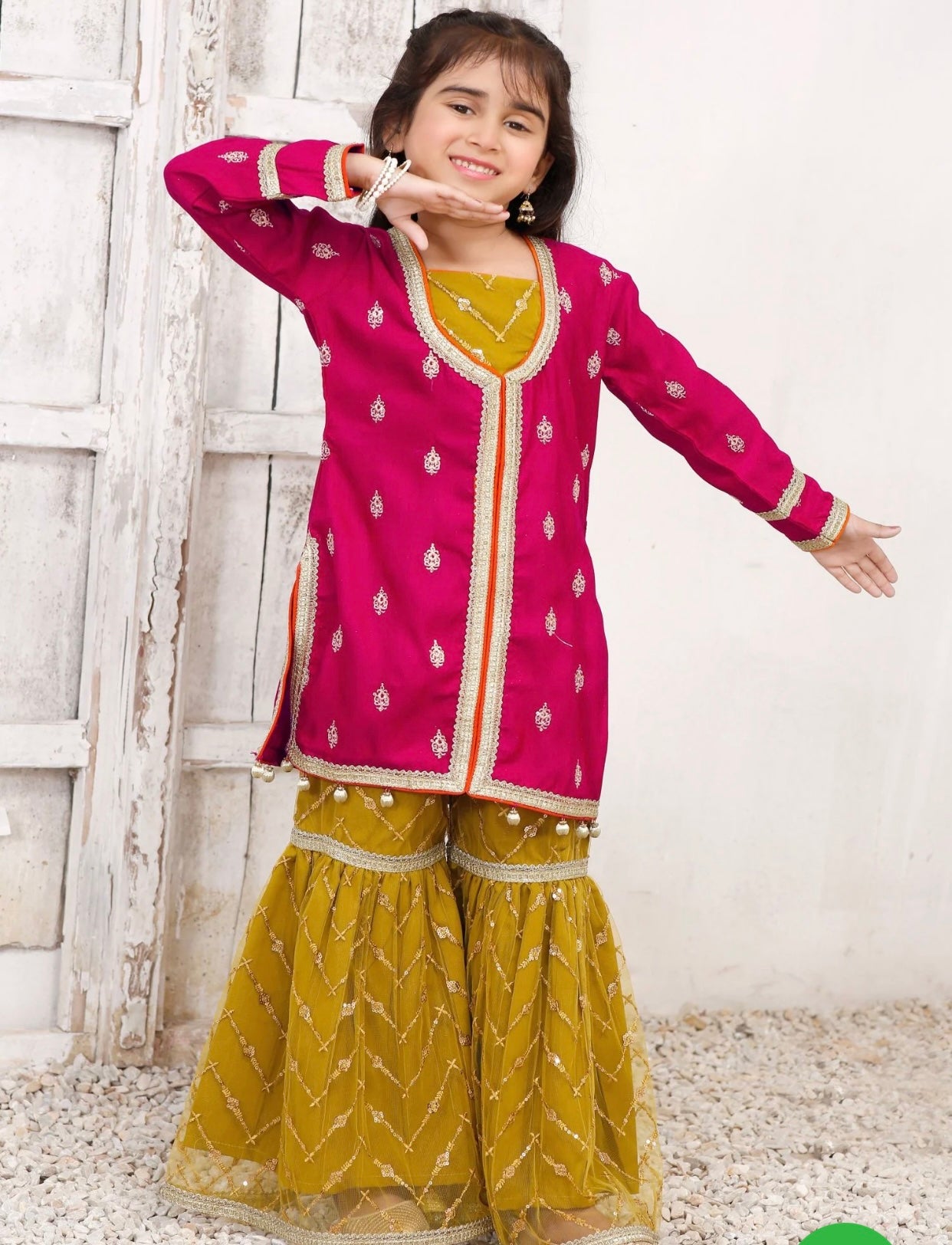3 Piece Rawsilk Embroidered Gharara