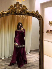 Beetroot Farshi Shalwar Set