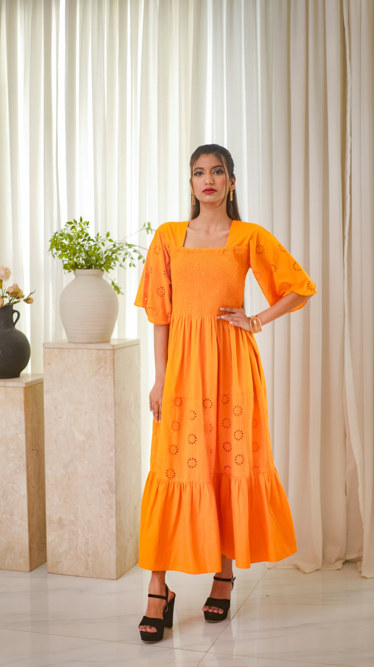 MSP 303 - Yellow Cotton Chicken Kaari Frock