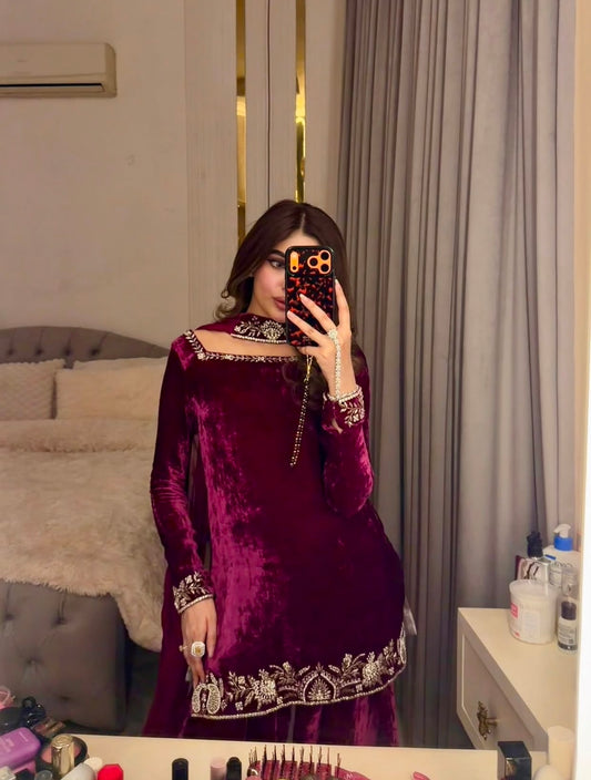 Velvet Farshi Shalwar Set