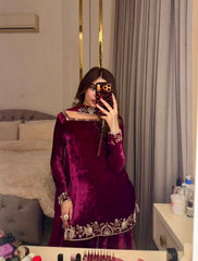 Beetroot Farshi Shalwar Set