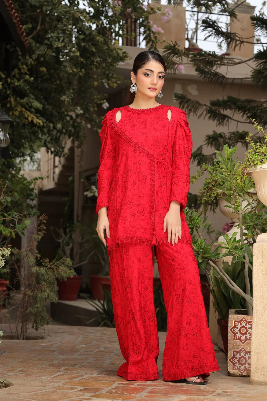 Red Chicken co-ord 2Pc Sttiched Suit