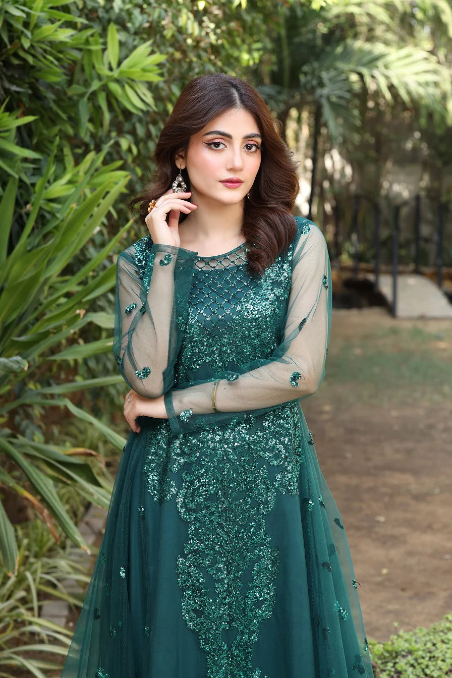 3 Piece NF-5861 Green Net Stitched Shirt