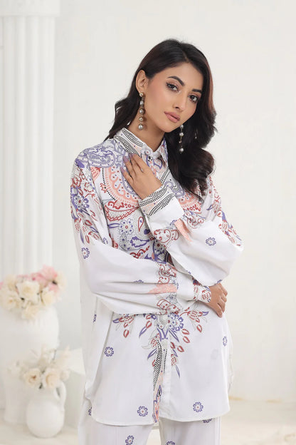 detailed view of White Printed 2Pc Suit