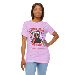 Sleighin' Through the Holidays Tee — Christmas Coffee Graphic Tee