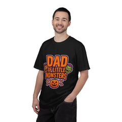 Dad of Little Monsters T-Shirt — Halloween Dad Tee with Pumpkin & Monster Faces