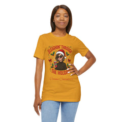 Sleighin' Through the Holidays Tee — Christmas Coffee Graphic Tee