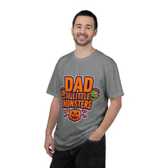 Dad of Little Monsters T-Shirt — Halloween Dad Tee with Pumpkin & Monster Faces