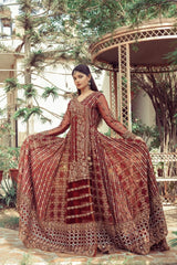 NB-4223 Deep Maroon Stitched 3Pc Dress