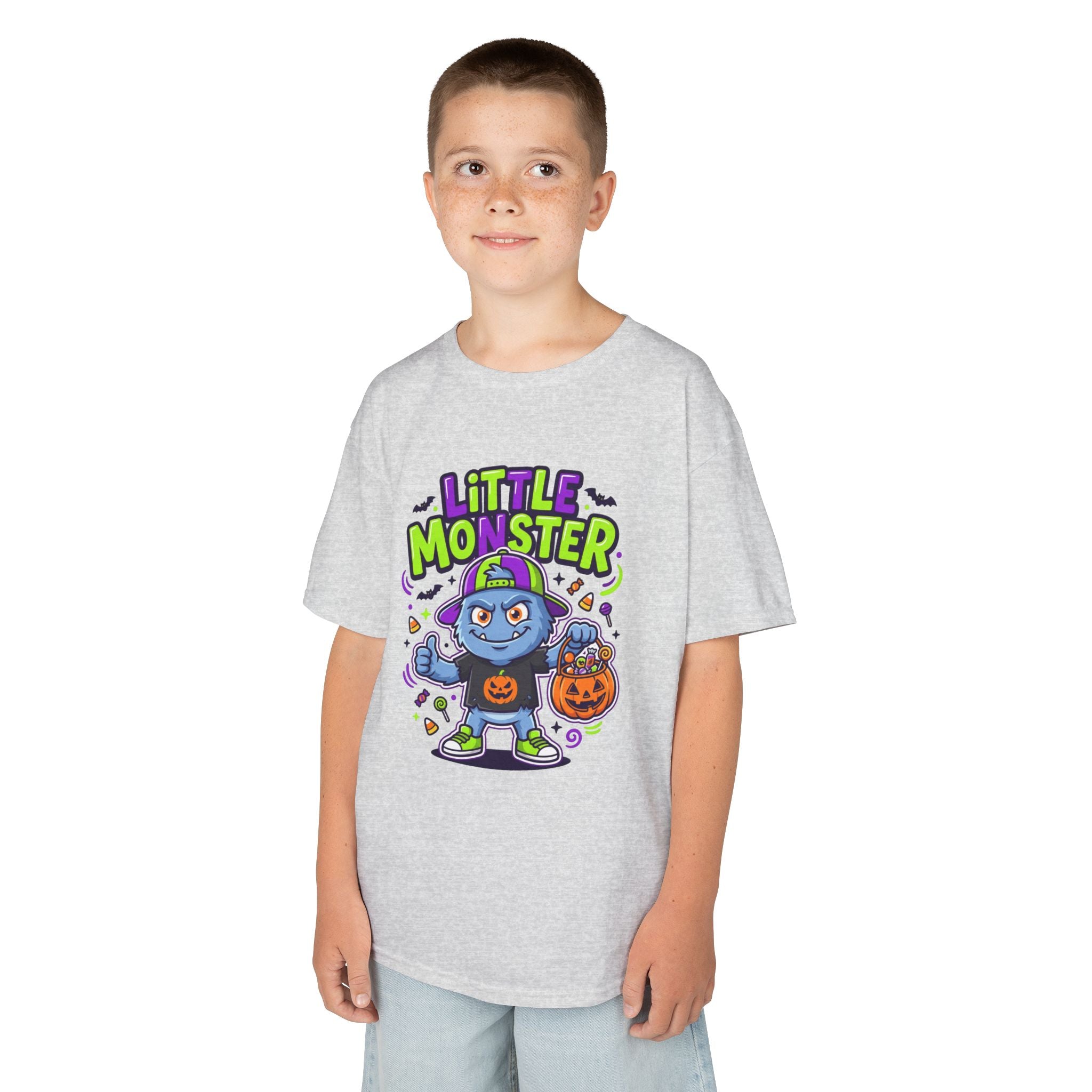 Youth - Kids Tee — 'Little Monster' Halloween Cartoon Shirt