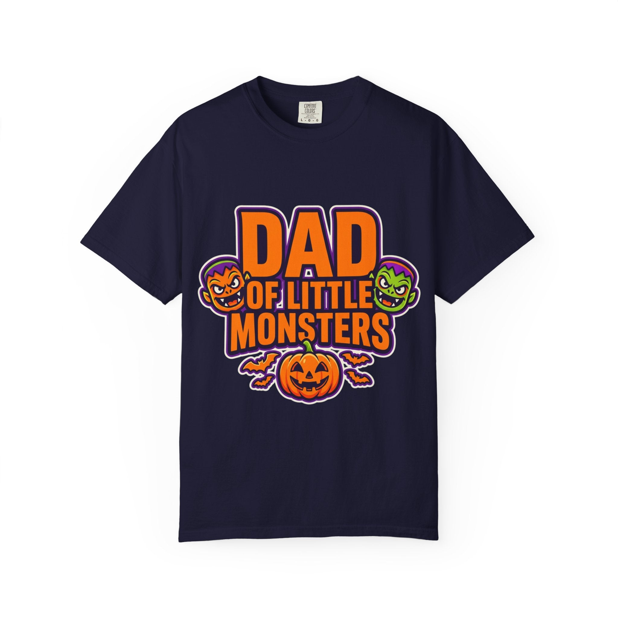 Dad of Little Monsters T-Shirt — Halloween Dad Tee with Pumpkin & Monster Faces