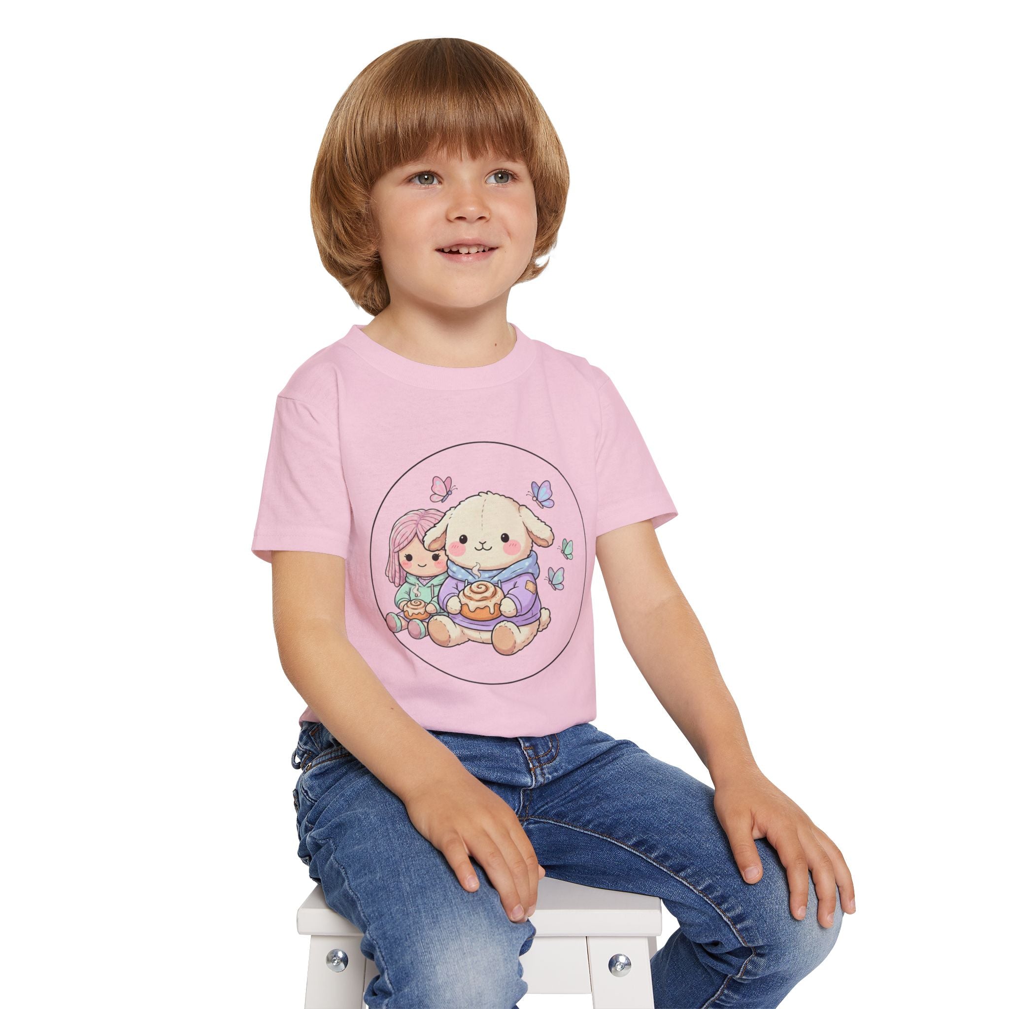 Cute Bunny & Girl Toddler T‑Shirt — Pastel Plush Friends Graphic Tee