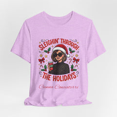 Sleighin' Through the Holidays Tee — Christmas Coffee Graphic Tee