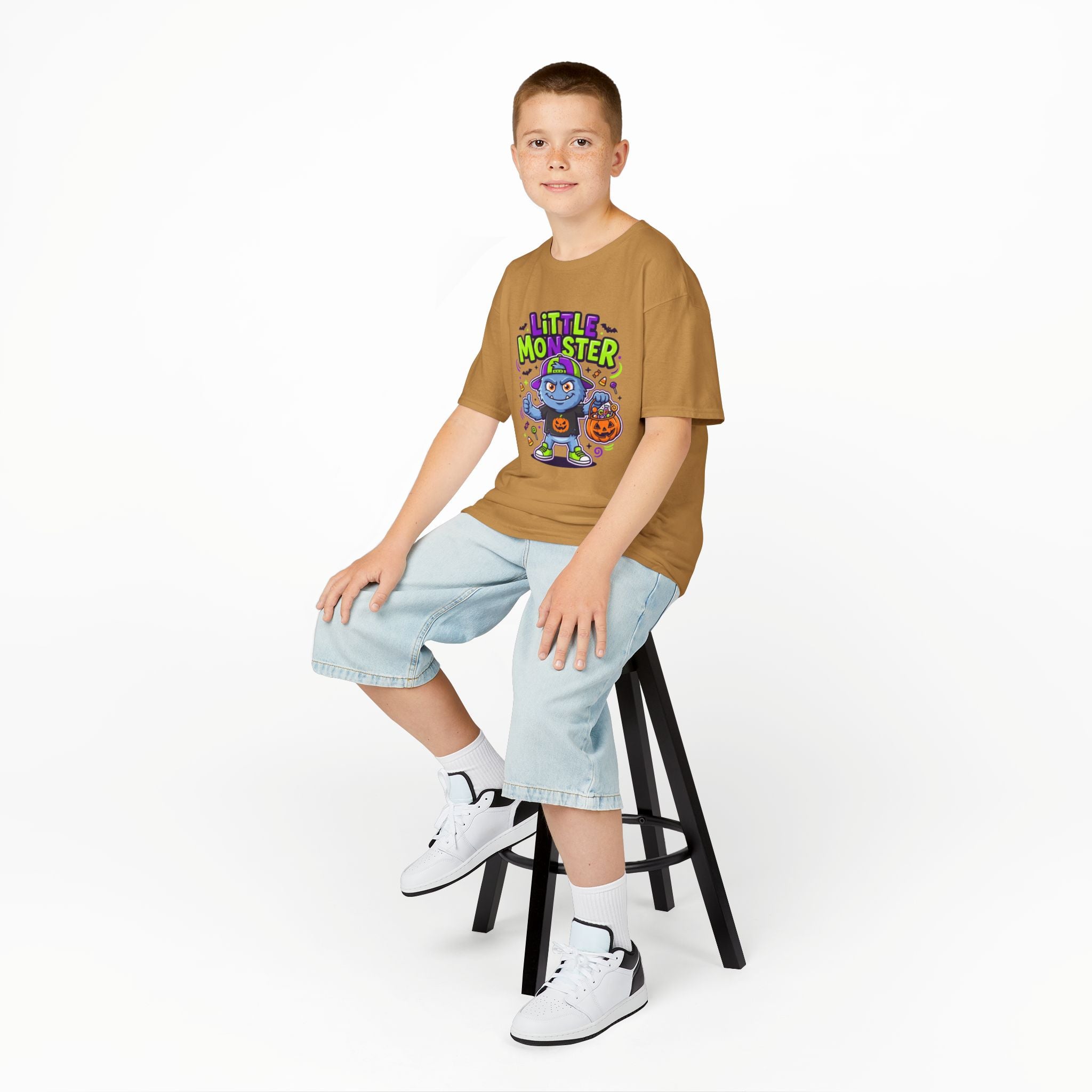 Youth - Kids Tee — 'Little Monster' Halloween Cartoon Shirt