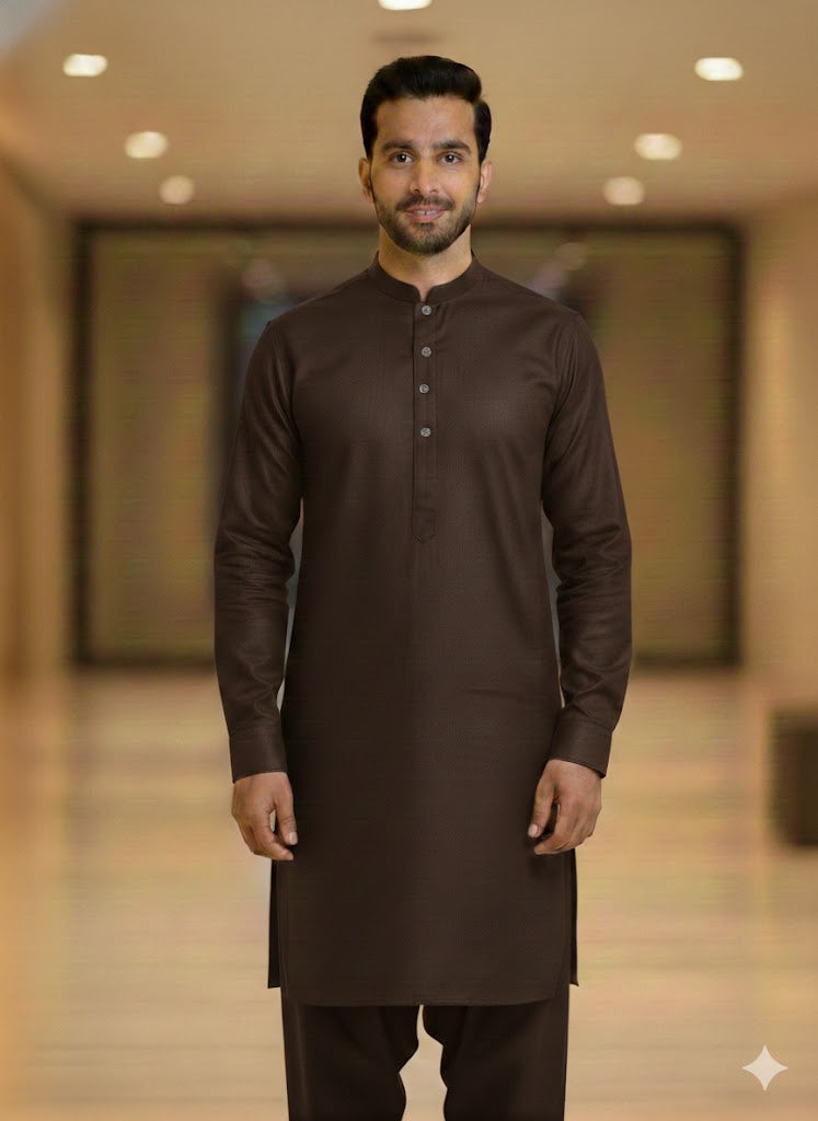 Dark brown Men Kurta Pajama