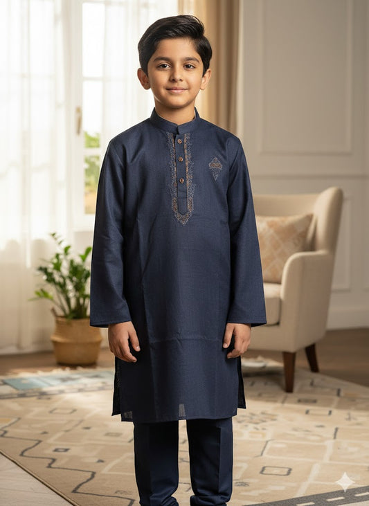 Navy Blue embroidered kurta salwar boys