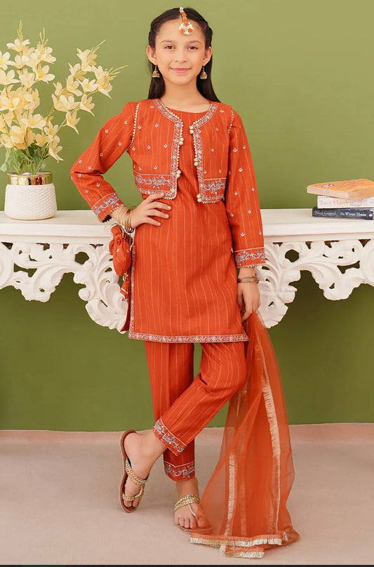 Embroidered Khaddar Stitched 3 Piece Suit