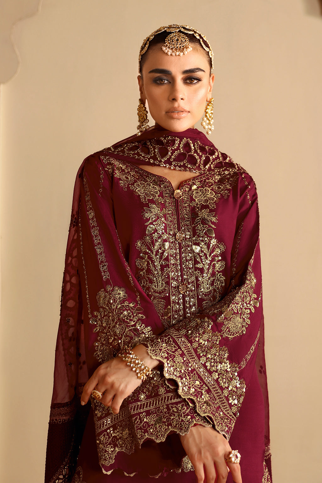 Roshan S-04 Embroidered Raw Silk Dress by Shagna | Mahaba Studio L Roshan S-04 Embroidered Raw Silk Dress by Shagna | Mahaba Studio L