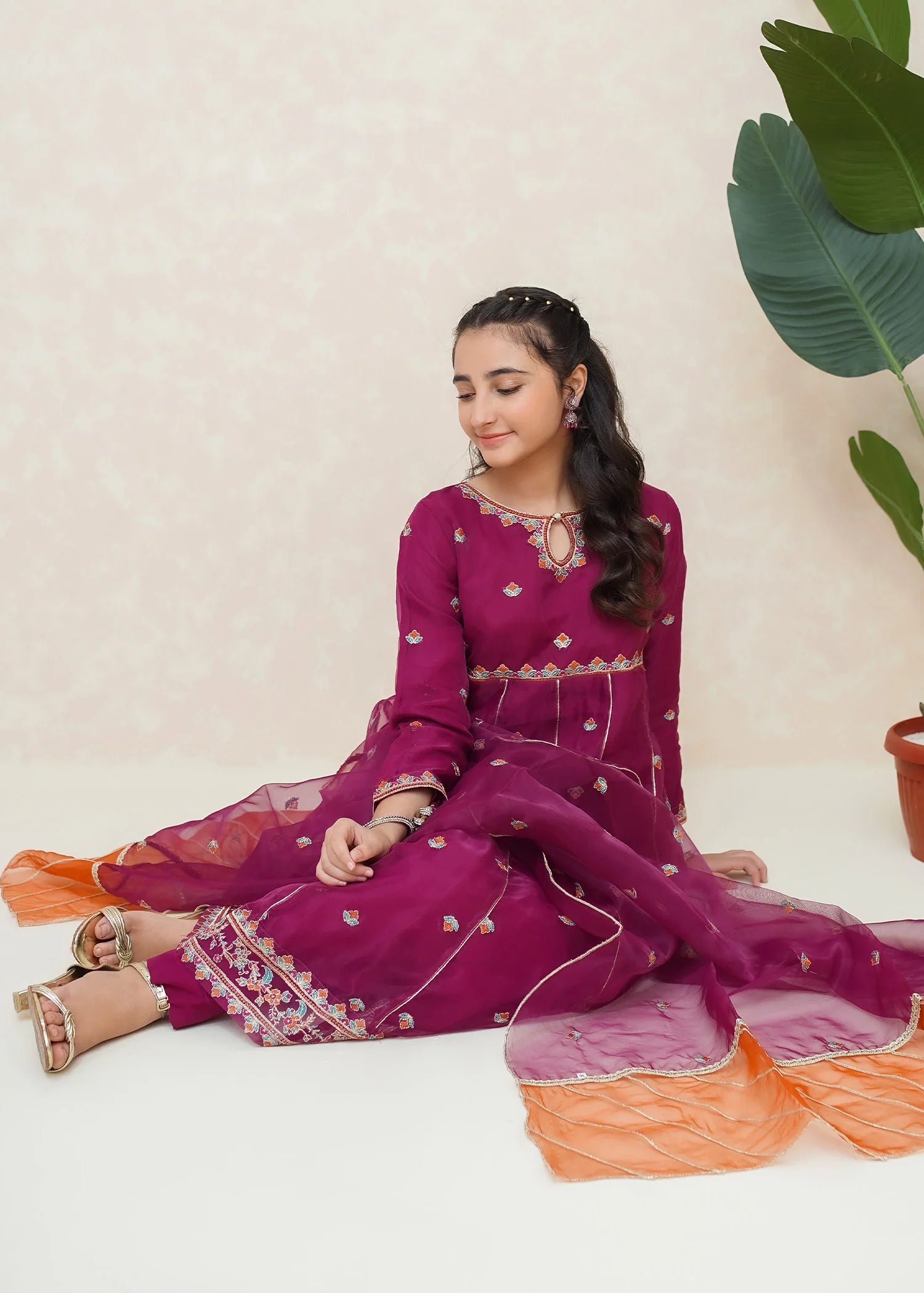 3 Piece Embroidered Organza Suit
