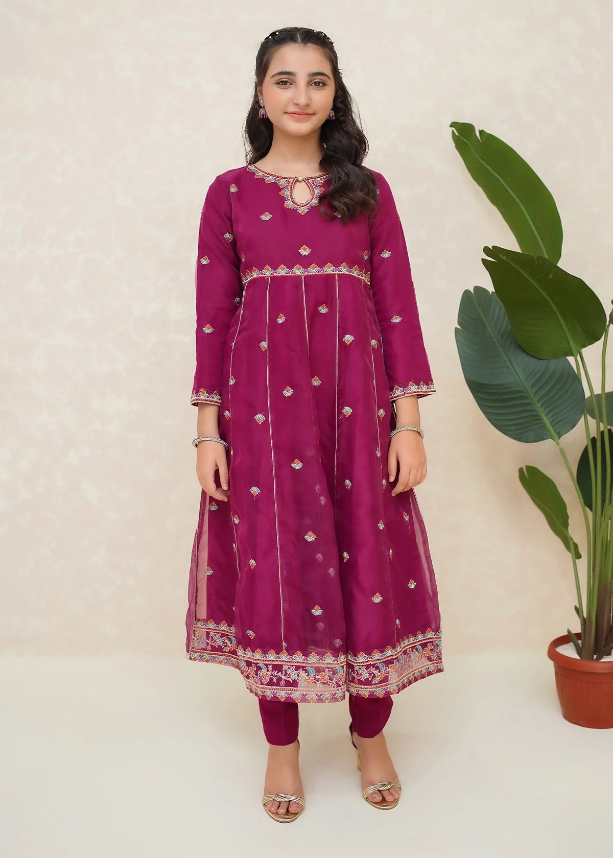 3 Piece Embroidered Organza Suit