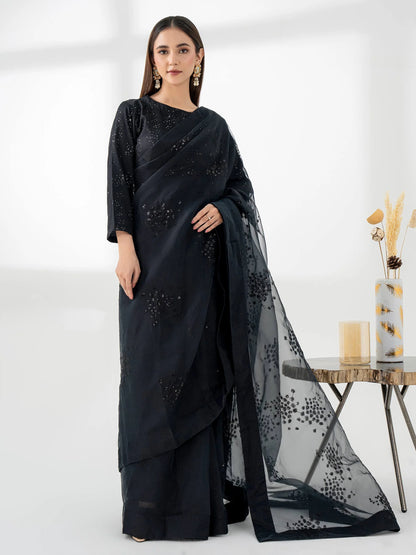 2-Piece-Organza-Saree-Embroidered-Pret-blk