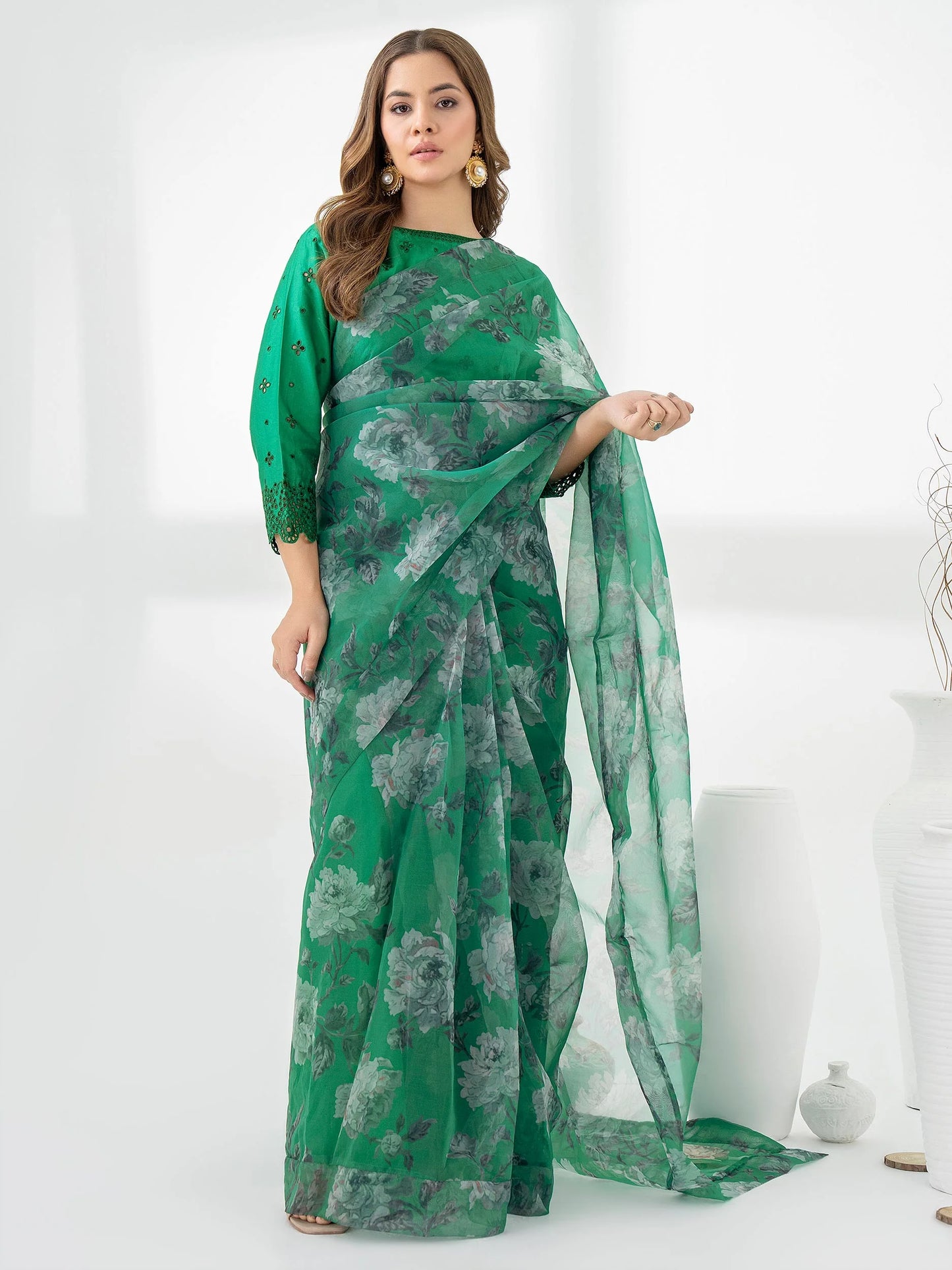 2-Piece-Organza-Saree-Embroidered-Pret-full