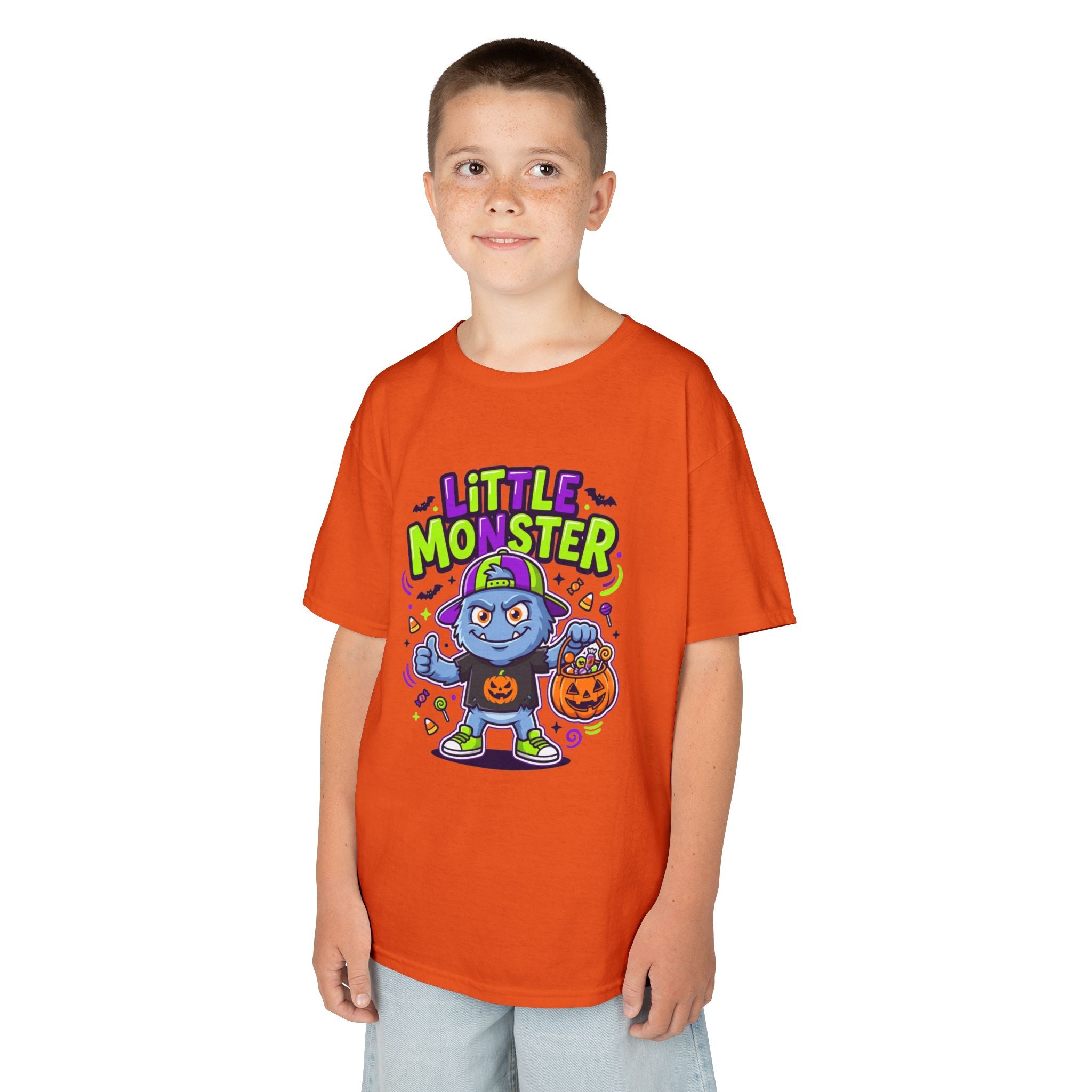 Youth - Kids Tee — 'Little Monster' Halloween Cartoon Shirt