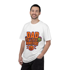Dad of Little Monsters T-Shirt — Halloween Dad Tee with Pumpkin & Monster Faces