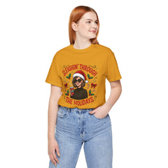 Sleighin' Through the Holidays Tee — Christmas Coffee Graphic Tee