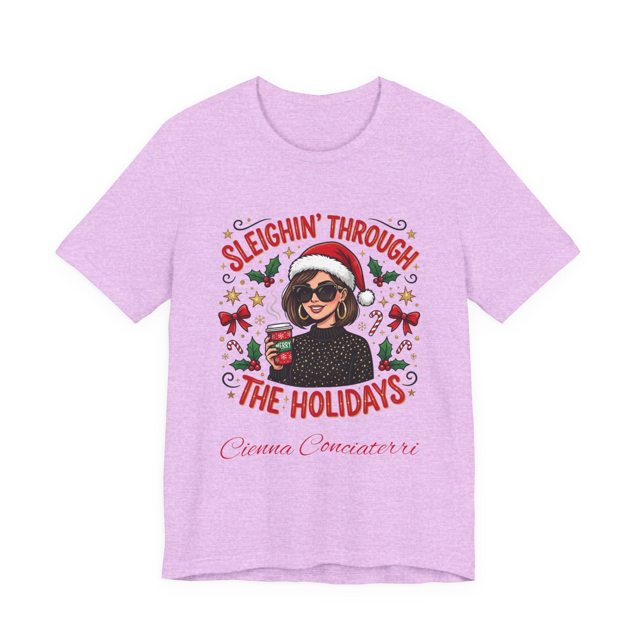 Sleighin' Through the Holidays Tee — Christmas Coffee Graphic Tee