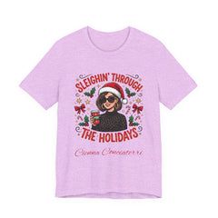 Sleighin' Through the Holidays Tee — Christmas Coffee Graphic Tee