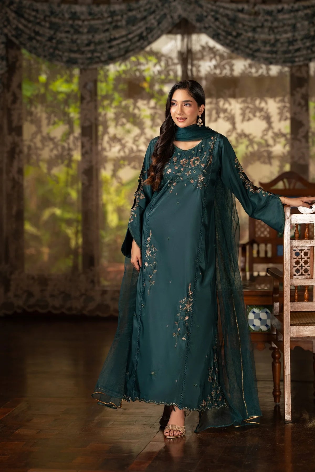 NF-6757 Teal Green Stitched 2PC Suit