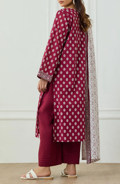 3 PIECE | PRINTED | LAWN SHIRT | OTL-25-482/U MAROON