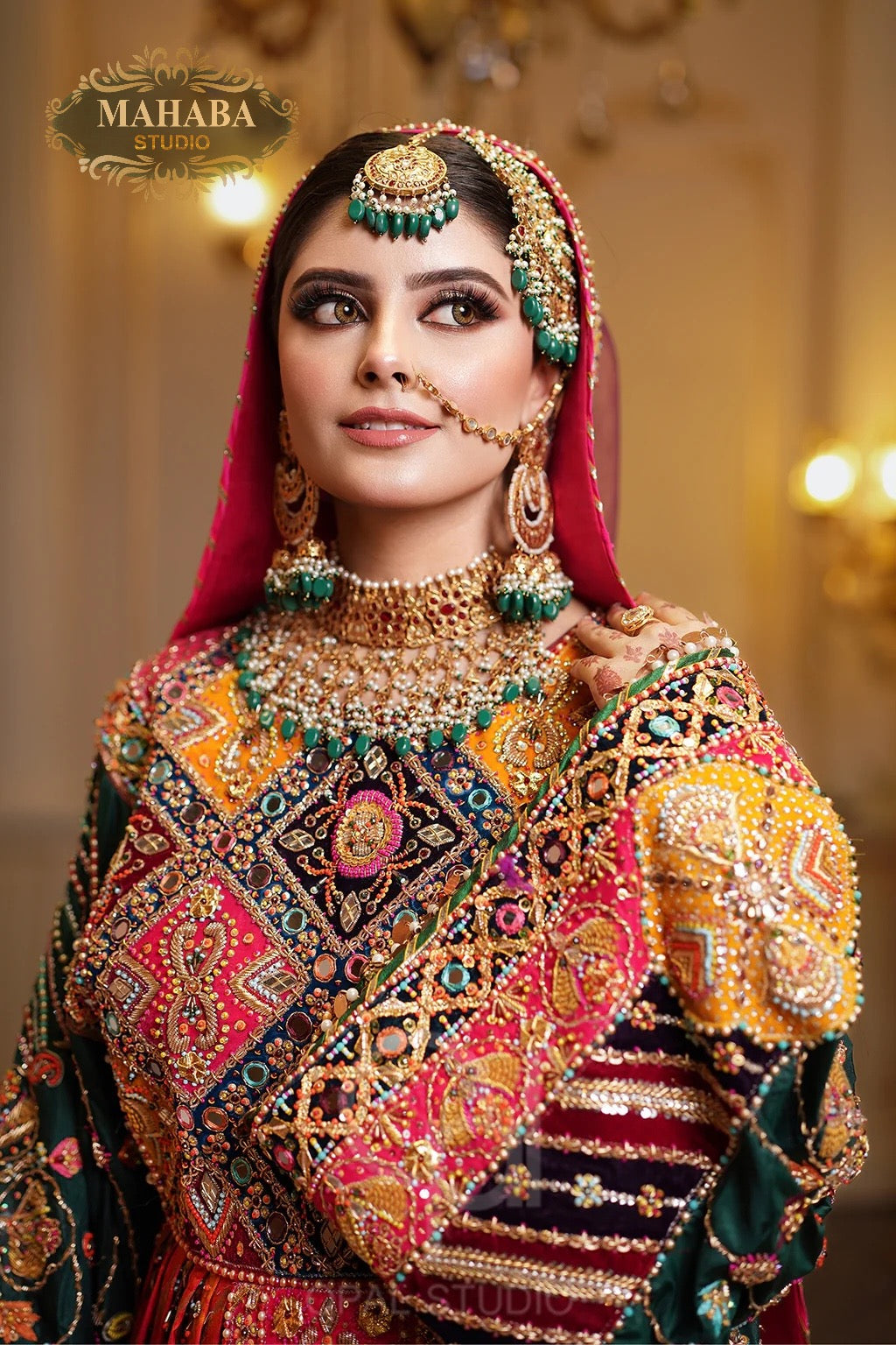 closeup View of Traditional Bridal Afghani Frock.