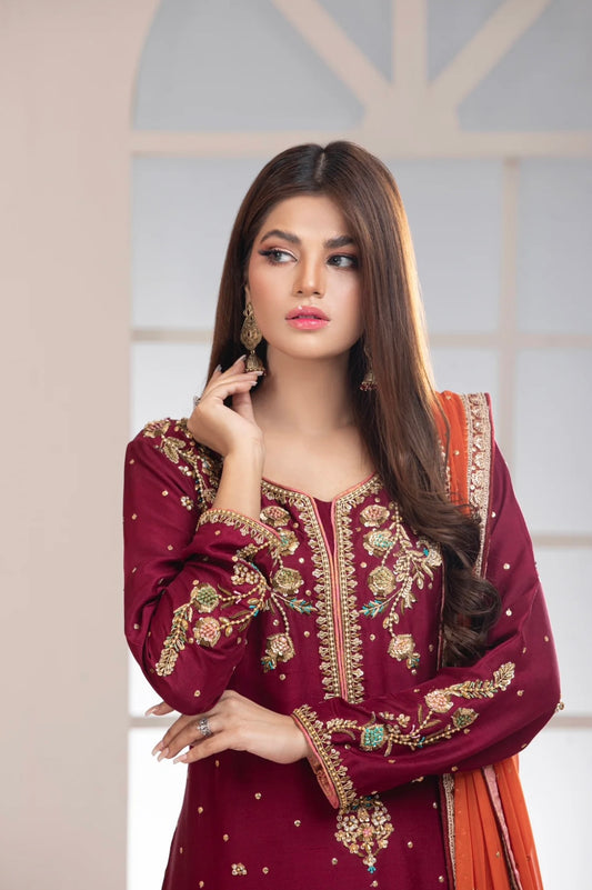 Maroon Raw Silk