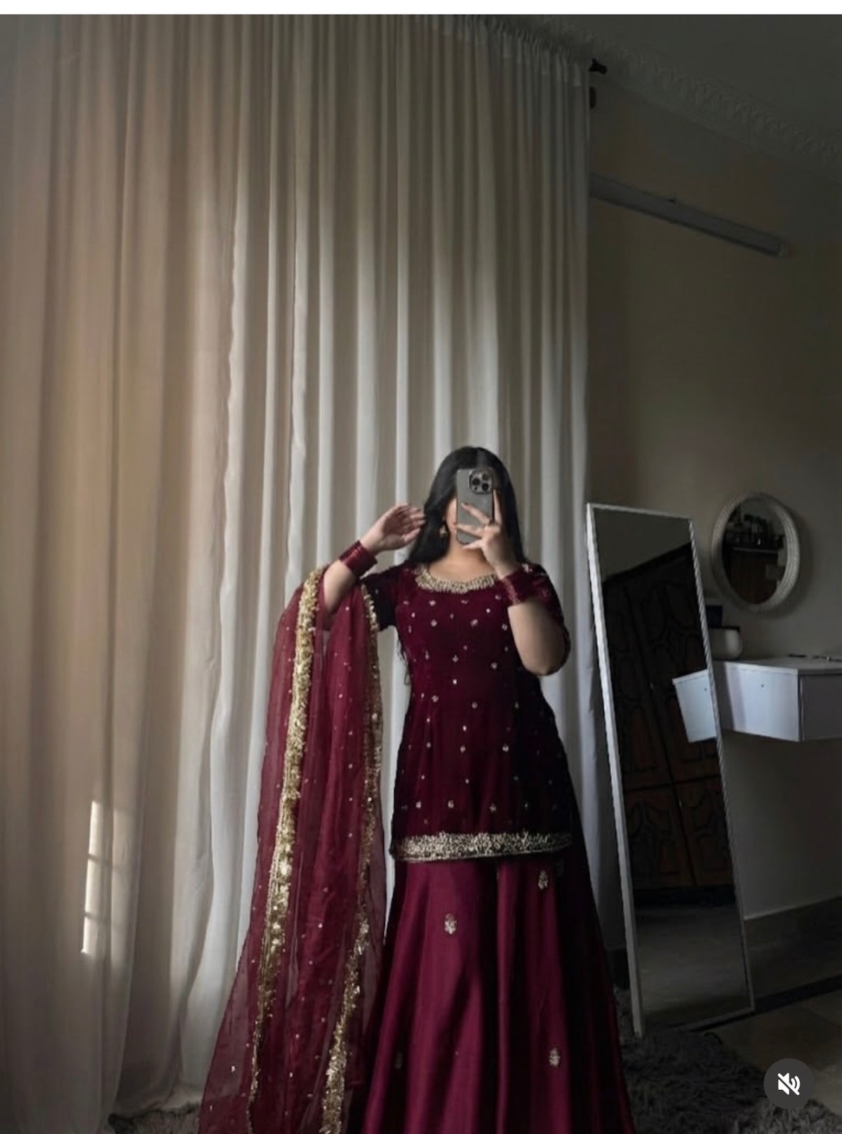 3-Piece Plush Velvet & Silk Lehnga Set